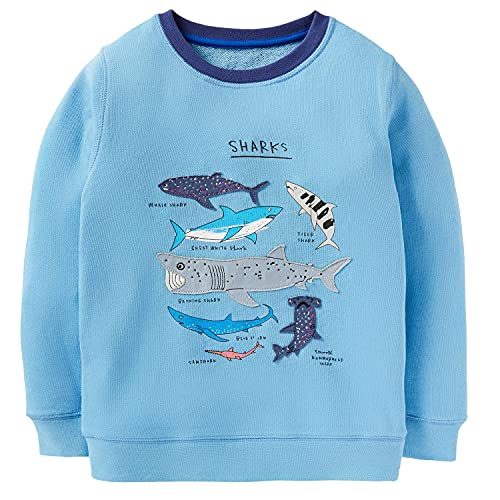 Baby Boy’s Shark Sweatshirt Clothes, Long Sleeve Shirt Top Outfit Forest Blue 2t