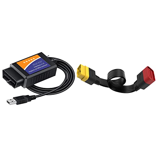 FORScan ELM327 OBD2 USB Adapter with OBD2 Extension Cable 36CM