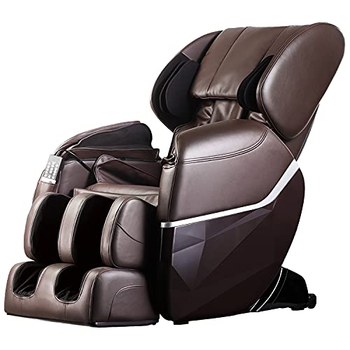 Massage Chair,Shiatsu Full Body Massage Chair Zero Gravity Massage Chair Recliner with Built in Heat Therapy and Foot Roller Airbag Massage System for Living Room Home Office (Brown)