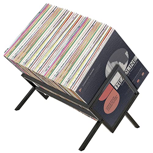 2BHOME Vinyl Record Storage Holder, Holds up to 90 -110 LPs, Metal Vinyl Record Organizer Stand, Simple/Functional/Easy Assembly, Classical Design for Files/Book/Magazine Record Rack (Black) | The Storepaperoomates Retail Market - Fast Affordable Shopping