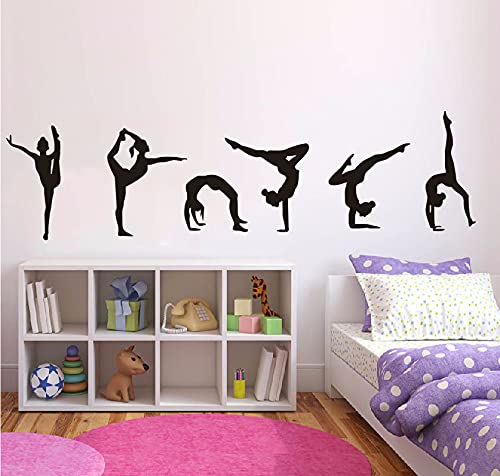 Six Dance Girls Gymnastics Wall Sticker Sport Vinyl Art Wall Mural Sticker for Home Decoration Wall Papers (40cm Height)