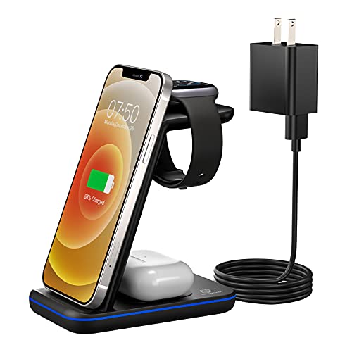 Wireless Charger for Apple Multiple Device, 3 in 1 Fast Charging Station/Stand Compatible for iPhone 14/13/12/Pro Max/SE/11/X/XR/8,for Apple Watch/iWatch 8/7/6/5/4/3/2/SE AirPods Pro/3/2