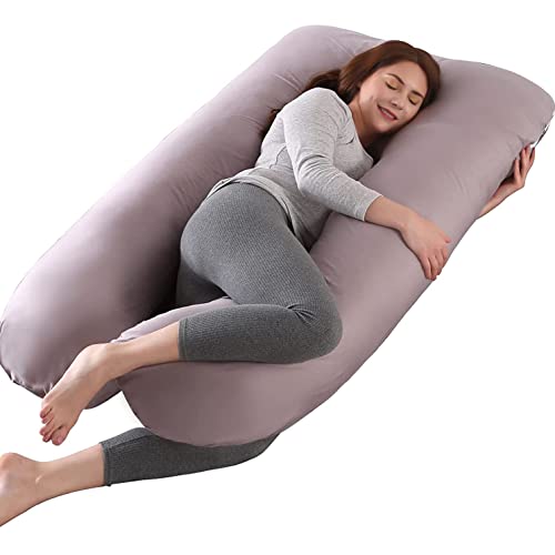 JIMECA Pregnancy Pillow, Big Pillow for Pregnant Women, Full Body Maternity Pillow U Shaped Support for Neck, Back, Hips and Legs for Pregnant Women with Zipper Removable Cover (Grey)