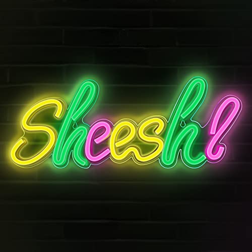 Lumoonosity Sheesh Neon Sign – Meme Sheesh Led Neon Lights for Gamers/Streamers/Influencers – Cool Sheesh Led Signs with On/Off Switch for Wall, Bedroom, Game Room Decor – 18.5 x 7.1-Inch