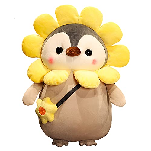 Seyomi Cute Penguin Flower Plush Stuffed Animal Penguin Plushies with Yellow Flower Outfit，Gifts for Kids（13 inches）