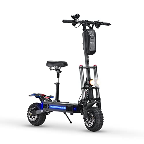 REDDYDY Electric Scooter, Max Speed 55MPH,Total Power 6000W, 75mile Long Range Battery, 60V Dual Drive, 11-inch Wheels, Portable Foldable, Off Road Adult Electric Scooter (60V38AH 70-75 Mile Range)