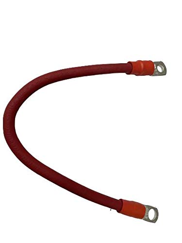 AWTSUNCON 4 AWG Flexible Battery Cables Black B4B-0006-1611 or RED B4R-0006-1611 – Solar, Marine, Power Inverter 5/16” Tin Plated Copper Lug on Both Ends 6-inch (Red Cable)