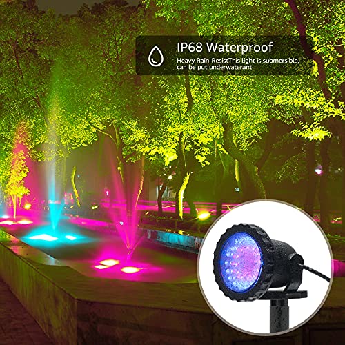 Colored Outdoor Yard Spot Light, IP68 Waterproof RGB LED Spotlights Color Changing Dimmable Pond Lights Landscape Uplights Garden Lawn Yard Pathway Flag Fountain Lighting with Staked Stand, 6 Lights | The Storepaperoomates Retail Market - Fast Affordable Shopping