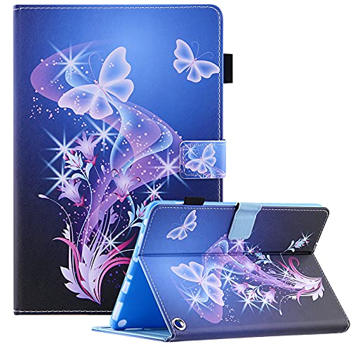 All-New Amazon Fire HD 10 Tablet Case (Only Compatible with 11th Generation Tablet, 2021 Release), Fire HD 10 Plus Tablet Case, Viclowlpfe Folio Stand Case with Auto Wake/Sleep, Butterfly Flower