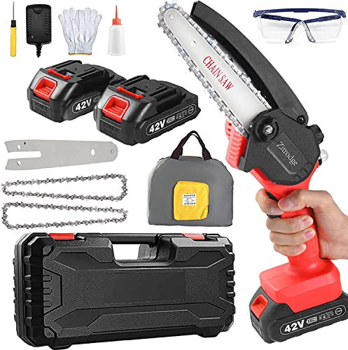 Mini Chainsaw, 6 inch Cordless Electric Pruning Chain Saw, One-Hand Rechargeable Portable Chainsaw for Branch Wood Cutting, Tree Trimming and Gardening