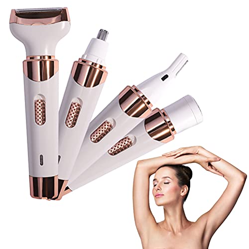 AHUADA Rechargeable Eyebrow Trimmer and Facial Hair Removal for Women, 4 in 1 Eyebrow Razor and Face Hair Remover Painless Eyebrow Lips Body Face Razors for Women