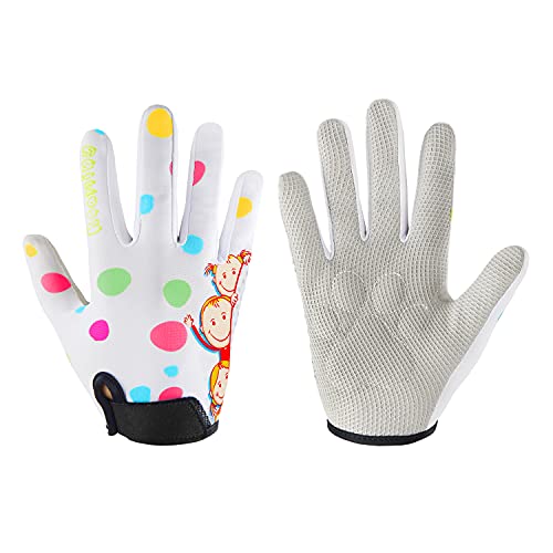 Kids Long Finger Climbing Gloves for Age 1-10 Boys Girls Gymnastics Monkey Bars, Good Grip Control Glove for Scooter Balance Boards Biking Fishing Outdoor Sports (White2, S (5-6 Years))