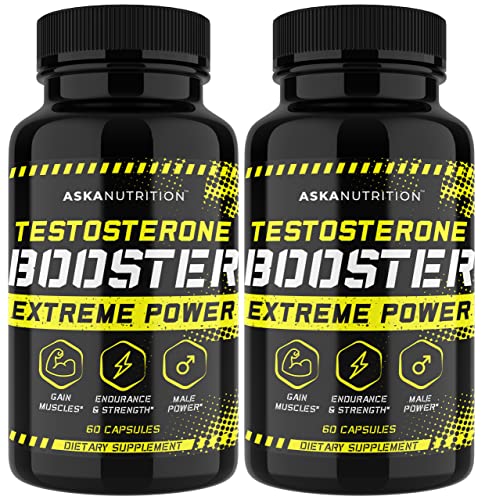 Testosterone Booster for Men – Male Enhancing Supplement with Horny Goat Weed & Tongkat Ali – Muscle Builder Enlargement Pills – Natural Test Booster Increased Desire, Energy, Stamina, Libido (2 PACK)