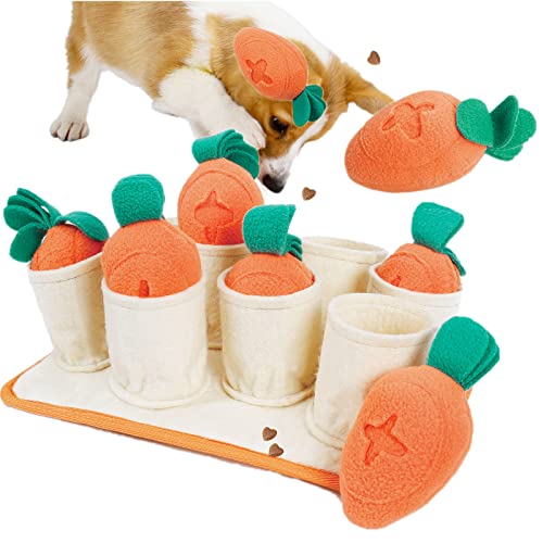 MEIJIEM Dog Puzzle Toys, Enrichment for Puppy, Small Dogs, Mentally Stimulating and Boredom, with 8 Carrot Chew Squeakers | Puppy Approved