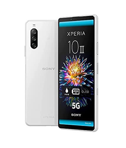Sony Xperia 10 III XQ-BT52 5G Dual 128GB 6GB RAM Factory Unlocked (GSM Only | No CDMA – not Compatible with Verizon/Sprint) International Version – White