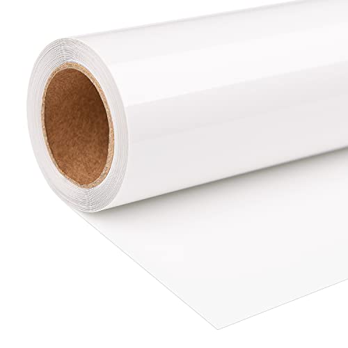 Finewind HTV Heat Transfer Vinyl Roll – 12″ x 8 FT Iron on Vinyl for All Cutter Machines Easy to Cut and Weed White Heat Transfer Vinyl for Shirts, Pillows, Hand Bags, Hats (White)