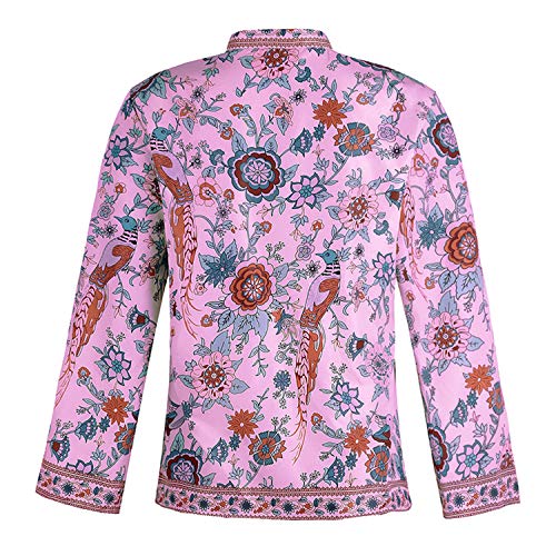 Andongnywell Women’s Long Sleeve Casual Print Tops Chiffon Shirt Button Down Blouse Cardigan Long Sleeve Shirt (Dark Pink,8,5X-Large) | The Storepaperoomates Retail Market - Fast Affordable Shopping