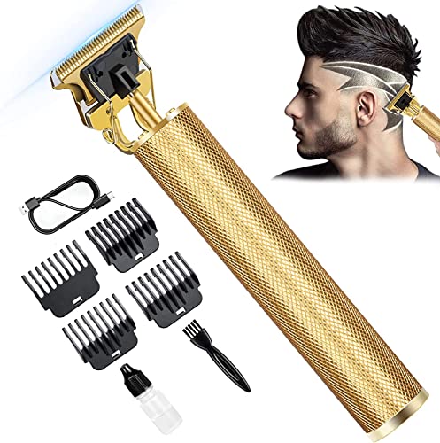 LEESION Hair Clippers for Men,Professional Hair Trimmer Cordless Hair Clipper Zero Gapped T-Blade Beard Trimmer, Hair Trimmer for Men Rechargeable Grooming Kit with Guide Combs Gifts for Men(Gold)