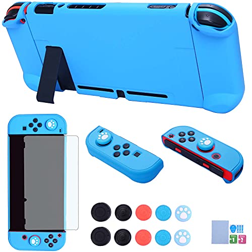 Dockable Case for Nintendo Switch – COMCOOL 3 in 1 Protective Cover Case for Nintendo Switch and Joy-Con Controller with Screen Protector and Thumb Grips – Sky Blue