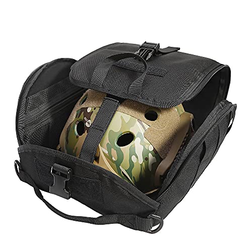 FARMSOLDIER Tactical Helmet Bag,Molle Helmet Bag Pack,Lightweight Padded Storage Bag for Carrying Airsoft Fast Motorcycle MICH Helmet Black
