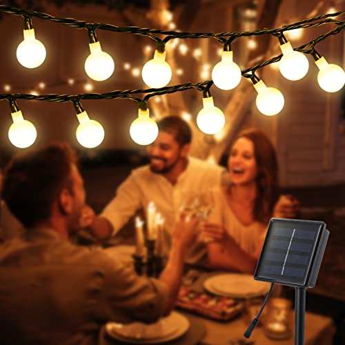 OxyLED Solar String Lights Outdoor Garden Waterproof, 120 LED 66 Ft Globe String Lights Bedroom Indoor Decorative 8 Modes Fairy Lights USB Rechargeable for Patio Backyard Party Wedding Warm White