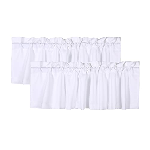 Athootita 2 Panels Curtain Valances for Windows,52in x18in Blackout Window Treatment Valances,Decorative Valances with 1.9in Rod Pockets,WhiteWhite