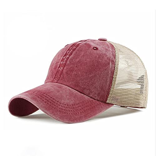 Croogo Unisex Adjustable Athletic Trucker Hat Cooling Sun Hat Mesh Back Golf Hat Baseball Hats for Womens/Men,Wine Red-ZM02