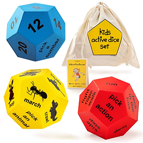 Covelico Exercise Dice for Kids | Physical Education Equipment | Movement Dice for Active Games | Kids Workout Equipment | Big Dice Kids Exercise Equipment | Fitness Dice for Kids for Recess Toys