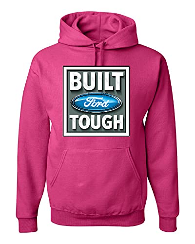 Wild Bobby Built Ford Tough Logo Cars and Trucks Unisex Graphic Hoodie Sweatshirt, Fuschia, Small