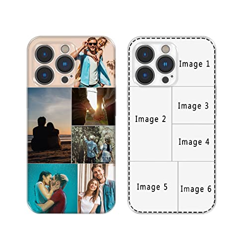 Custom Photo Phone Cases for iPhone 14 13 11 12 Pro Max X XR Xs Max, Personalized Phone Cases,Customized Multiple Pictures Clear TPU Cover for Birthday Xmas Valentines Friends Her and Him Girls Boys