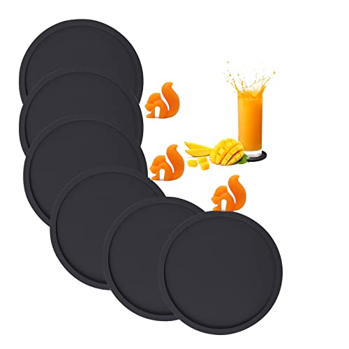Coasters Drinks Set, Plastic Silicone 9Pack Nonslip Cup Rubber Costers Heat Resistant Mate Soft Funny Black Holders Protection Tabletope Suitable Coffee Office Outdoor Home Dinning Room Dining Table