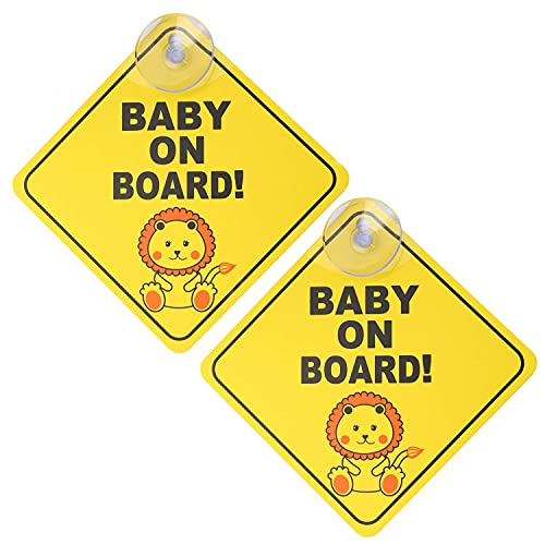 2Pcs Baby on Board Sticker – Stickers Baby on Board Sign for The Car – Baby Safety Sticker Baby on Board Suction Cup – Baby in Car Adhesive Toddler on Board Suction Window Sign Boards for Outside