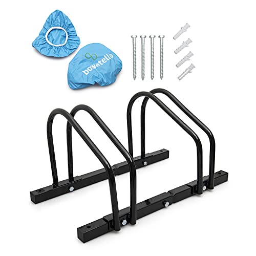 BOWATELLO Floor Bike Stand – Double Wheel Vertical Stationary Bicycle Rack – Perfect for Storage, Repair, Maintenance, Parking, Garage, Apartment, Patio, Indoor, Outdoor – Complete with 2 Seat Covers | The Storepaperoomates Retail Market - Fast Affordable Shopping