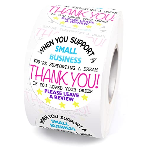 Littlefa 1.5” Please Leave a Review with Colour Design Stickers,Thank You Stickers,Bakeries Stickers,Handmade Stickers,Small Business Stickers, Envelopes Stickers, Gift Bags Packaging 500 PCS