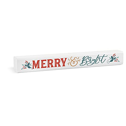 P. Graham Dunn Merry and Bright Winter White 10 x 1.5 Pine Wood Holiday Tabletop Stick Sign | The Storepaperoomates Retail Market - Fast Affordable Shopping
