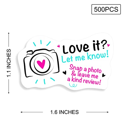 Littlefa 1.5’’ Love it Let Me Know with Cute Camera Design Stickers,Thank You Stickers,Bakeries Stickers,Handmade Stickers,Small Business Stickers, Envelopes Stickers, Gift Bags Packaging 500 PCS