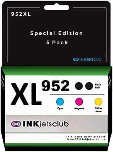 INKjetsclub Compatible Ink Cartridge Replacement for HP 952XL Ink. Works for HP OfficeJet Pro 8710 8720 7720 7740 8210 8702 8715 8725 8730 8740 Printers 5 Pack (Black, Cyan, Magenta, Yellow)