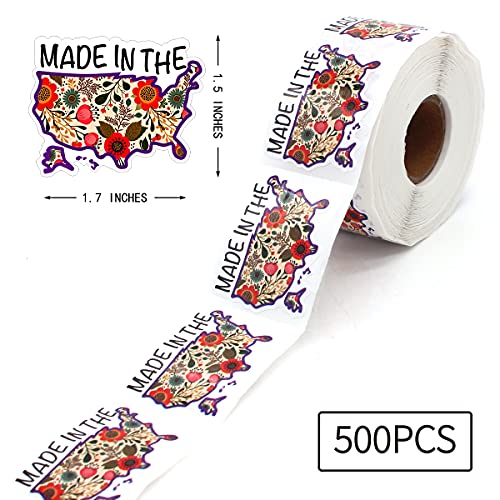 Littlefa 1.5” Made in The with America Map Design Stickers,Thank You Stickers,Bakeries Stickers,Handmade Stickers,Small Business Stickers, Envelopes Stickers, Gift Bags Packaging 500 PCS | The Storepaperoomates Retail Market - Fast Affordable Shopping
