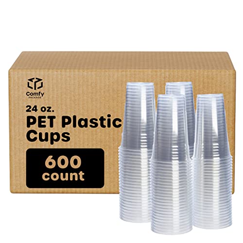 [Bulk case of 6/100 Pack ] 24 oz. Crystal Clear PET Plastic Cups