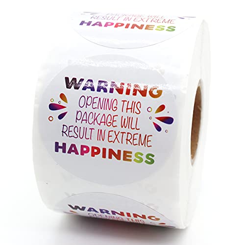 Littlefa 1.5” Warning Opening This Package with Rainbow Design Stickers,Thank You Stickers,Bakeries Stickers,Handmade Stickers,Small Business Stickers, Envelopes Stickers, Gift Bags Packaging 500 PCS