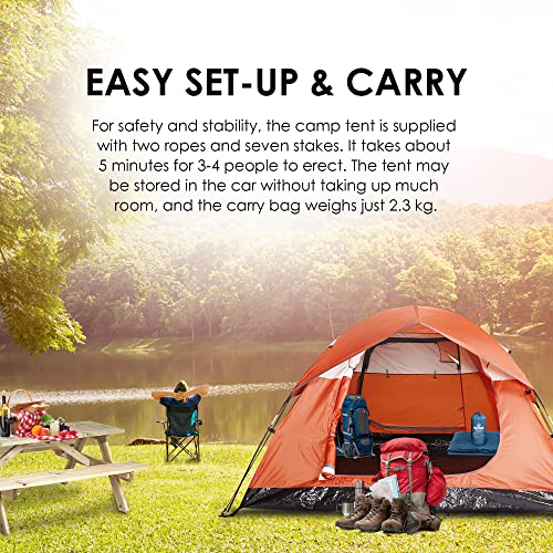 FRONTIER EASTWEST Instant Camping Tent 3-4 Person, Waterproof Hexagon Outdoor Dome Tent Backpacking Hiking Fast Set Up for Venting Cabin Design with Removable Rainfly, Orange | The Storepaperoomates Retail Market - Fast Affordable Shopping