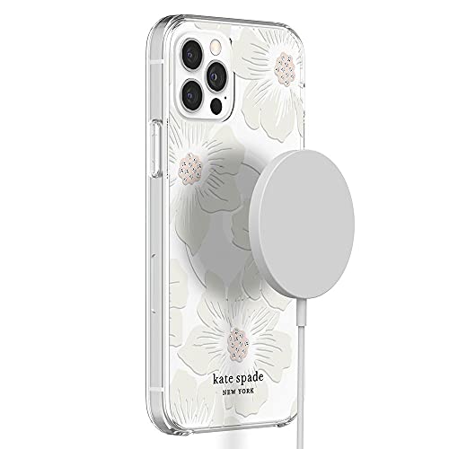 Kate Spade New York Protective Hardshell Case with MagSafe for iPhone 12 & iPhone 12 Pro – Hollyhock Floral Clear/Cream with Stones | The Storepaperoomates Retail Market - Fast Affordable Shopping