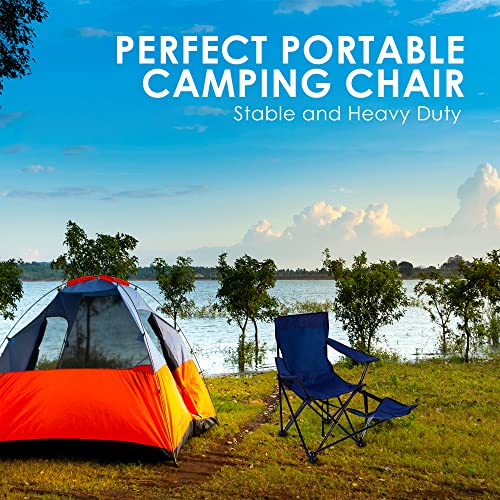 Portable Camping Chair with Footrest Mesh Folding Reclining Chair, Escape Camp Chair, Camping Folding Chair, Steel Frame Collapsible Padded Arm Chair for Adults | The Storepaperoomates Retail Market - Fast Affordable Shopping