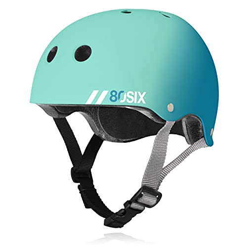 80Six Dual Certified Kids’ Bike, Skate, and Scooter Helmet, Surf Green Teal Fade, Small/Medium – Ages 8+