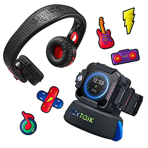 TickTalk 4 All in One Bundle (Black 4 Watch On GSMA Network + Black Headphone + Black Power Base + Rock Out Watch Charms)