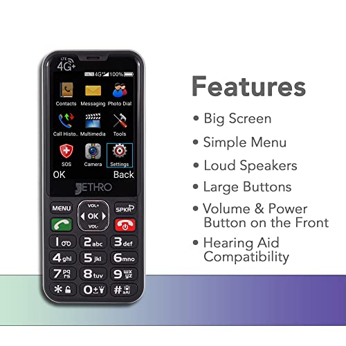 Jethro SC490 4G Unlocked Senior Cell Phone/Plan 1-Year Unlimited Talk & Text, SIM Card Included, Easy-to-Use for Elders and Kids, Big Screen and Buttons, FCC Certified | The Storepaperoomates Retail Market - Fast Affordable Shopping