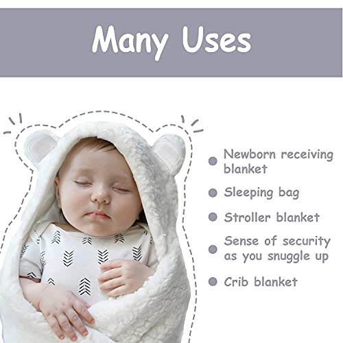 Jam Naturals- Cute Bear Baby Swaddle Wraps – Soft & Lightweight Swaddle Blankets with Velcro for 0-3 and 3-6 Months Made from Organic Cotton & Plush Sherpa | The Storepaperoomates Retail Market - Fast Affordable Shopping
