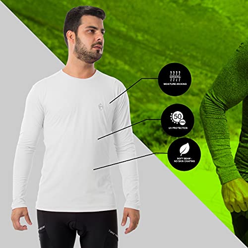 TR4 Long Sleeve Shirt for Men High SPF UPF 50+ Protection UV Cooling Quick Dry Biking Hiking Fishing Running Lightweight Wear White | The Storepaperoomates Retail Market - Fast Affordable Shopping