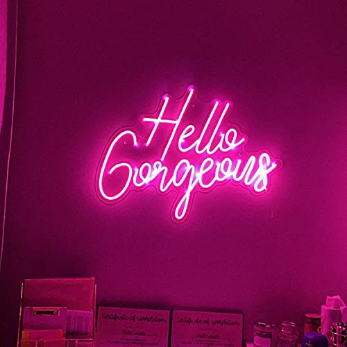 FARNEW Hello Gorgeous Neon Sign Custom Pink LED Neon Light Decorations for Bedroom Wedding Party Room Home Wall Decor Among (Pink-02) | The Storepaperoomates Retail Market - Fast Affordable Shopping