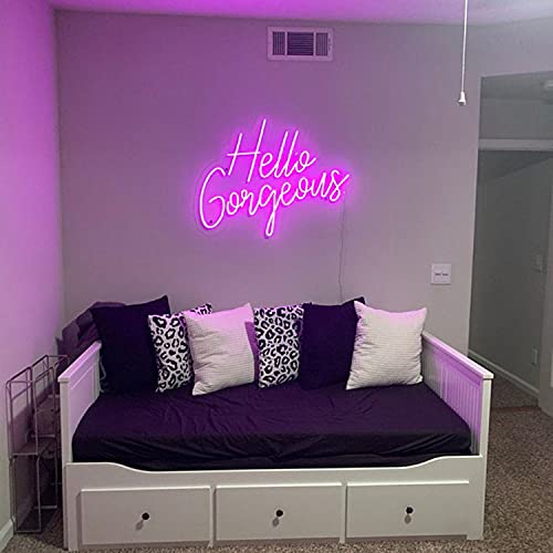 FARNEW Hello Gorgeous Neon Sign Custom Pink LED Neon Light Decorations for Bedroom Wedding Party Room Home Wall Decor Among (Pink-02) | The Storepaperoomates Retail Market - Fast Affordable Shopping